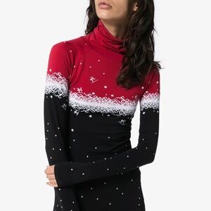 Sweaty Betty Skier Funnel Neck Base Layer Top. Sz. M.  Blk & Red.